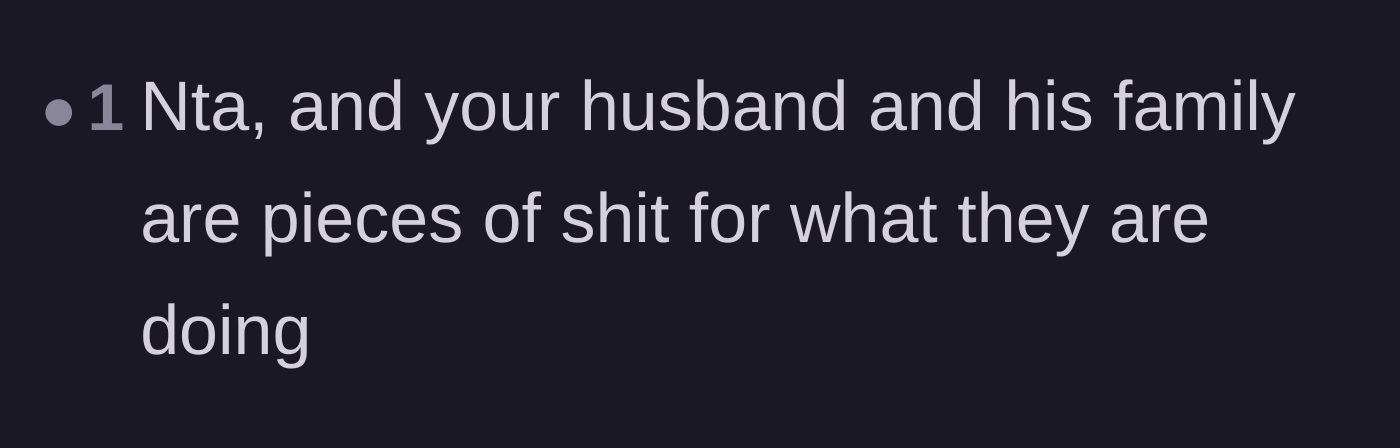 Comment thread 6 - A blunt comment declaring the husband and his entire family to be terrible people.