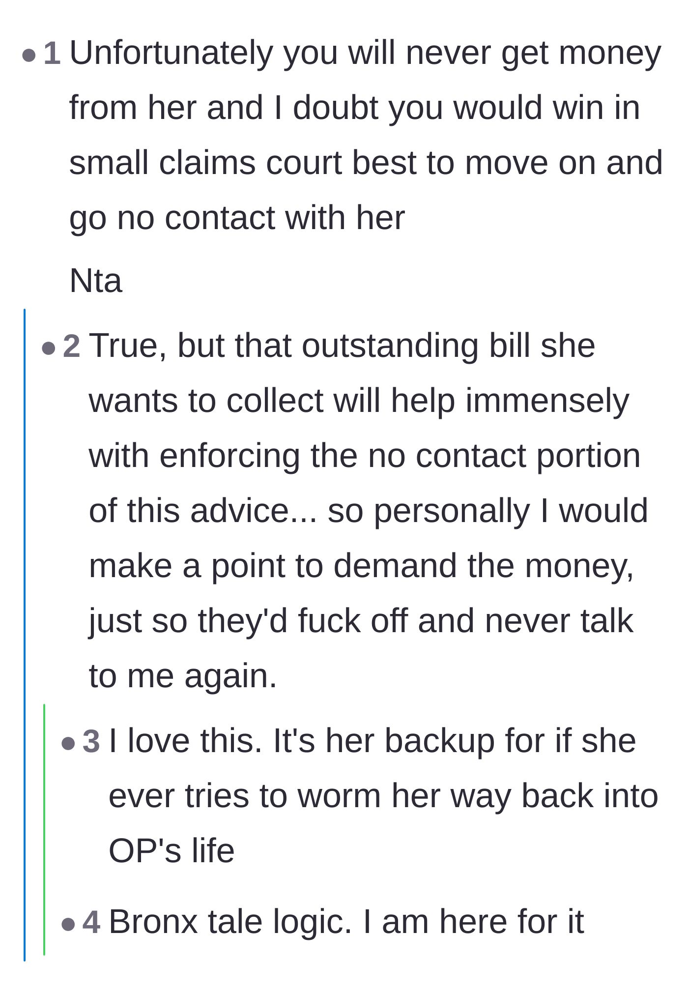 Comment thread 3 - Using the unpaid Venmo request as a tool to permanently enforce no contact.